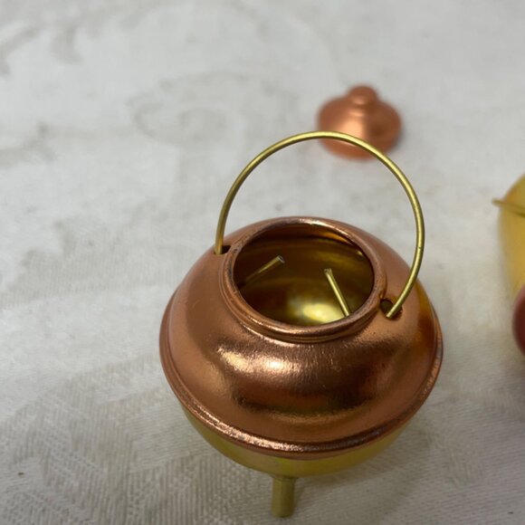Copper Brass Colored Miniature Kettles Bowls Pots Pails Doll House - Picture 4 of 9